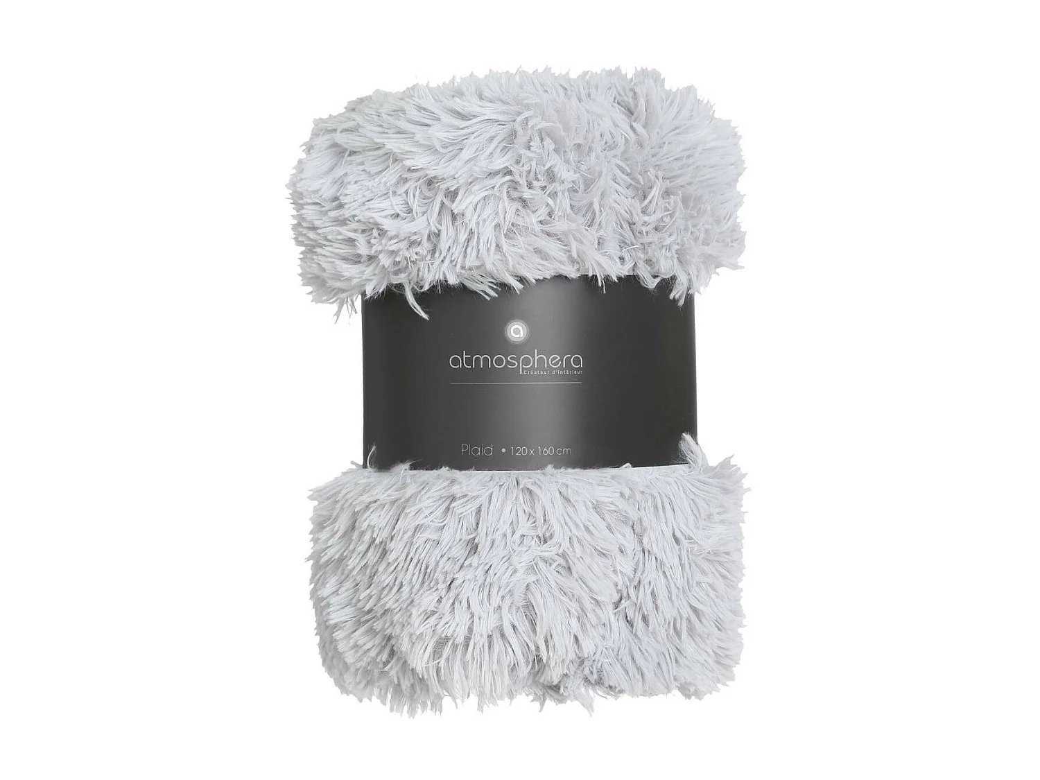 Plaid Gris Fourrure poils longs 120 x 160 cm