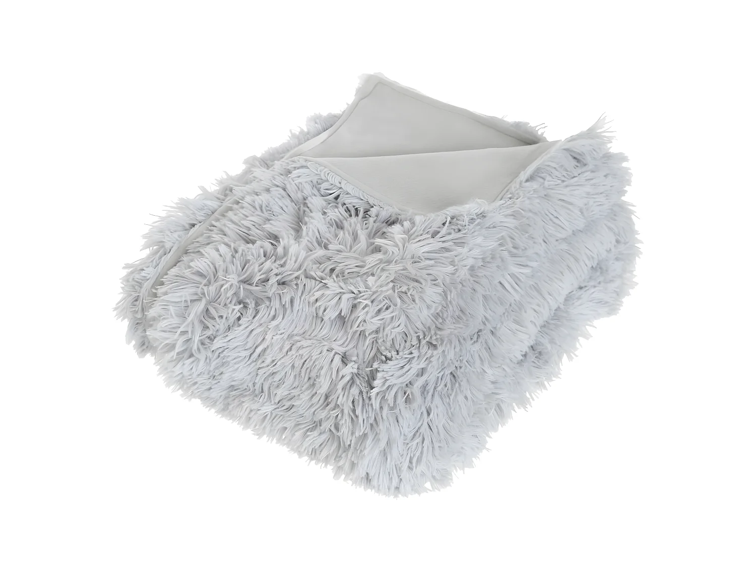 Plaid Gris Fourrure poils longs 120 x 160 cm