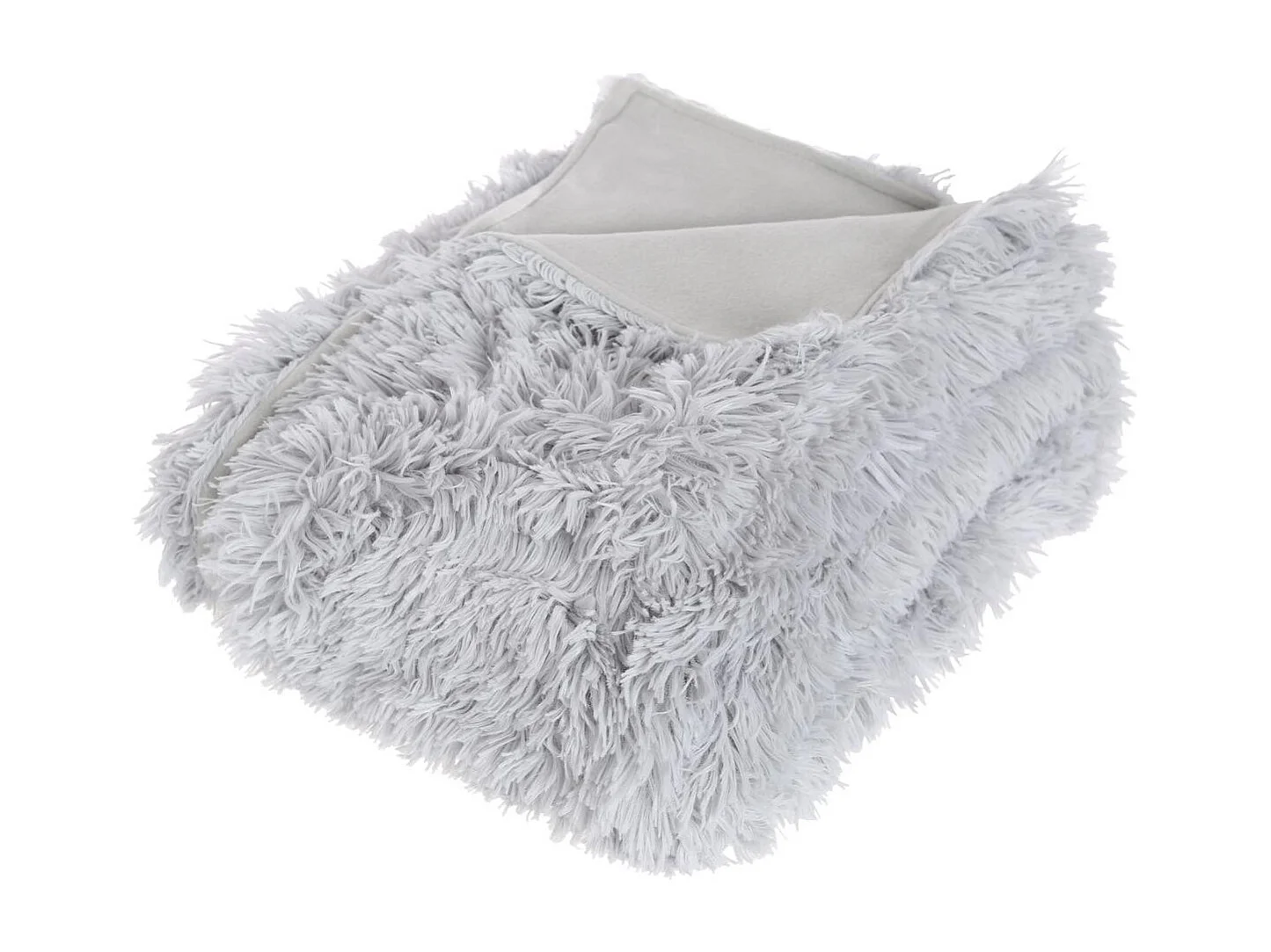 Plaid Gris Fourrure poils longs 120 x 160 cm