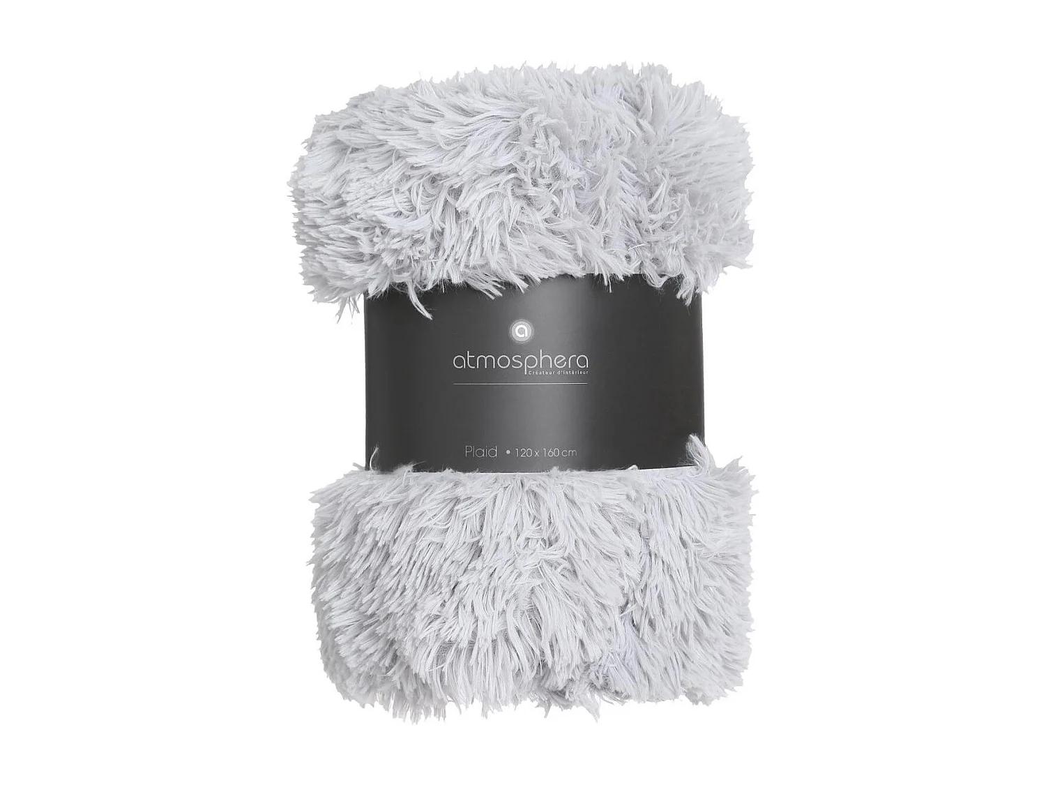 Plaid Gris Fourrure poils longs 120 x 160 cm