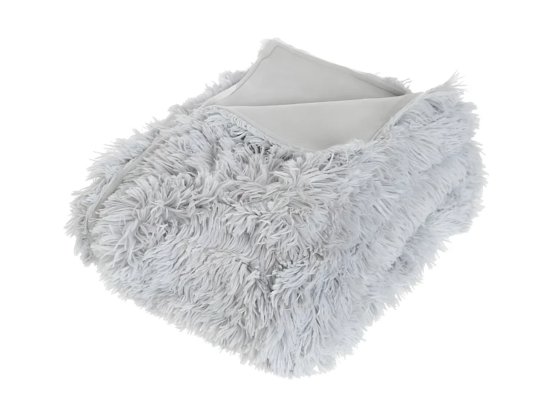 Plaid Gris Fourrure poils longs 120 x 160 cm