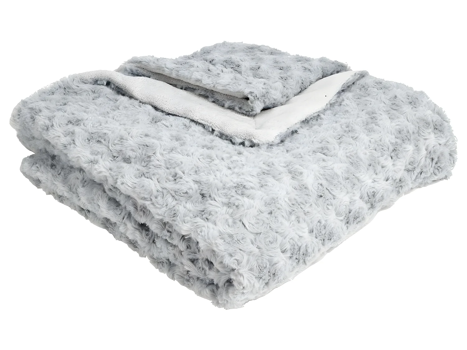 Plaid Gris clair Fourrure Bouclée 120 x 160 cm