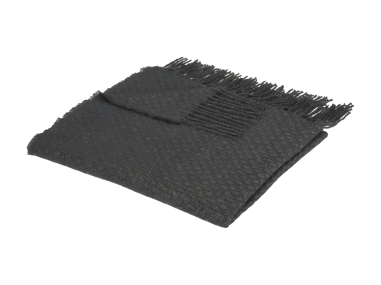 Plaid Gris Foncé façon Tricot Maille fintion Franges 130 x 180 cm