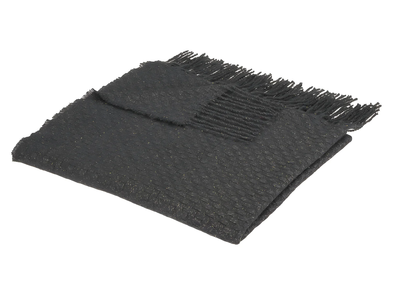 Plaid Gris Foncé façon Tricot Maille fintion Franges 130 x 180 cm