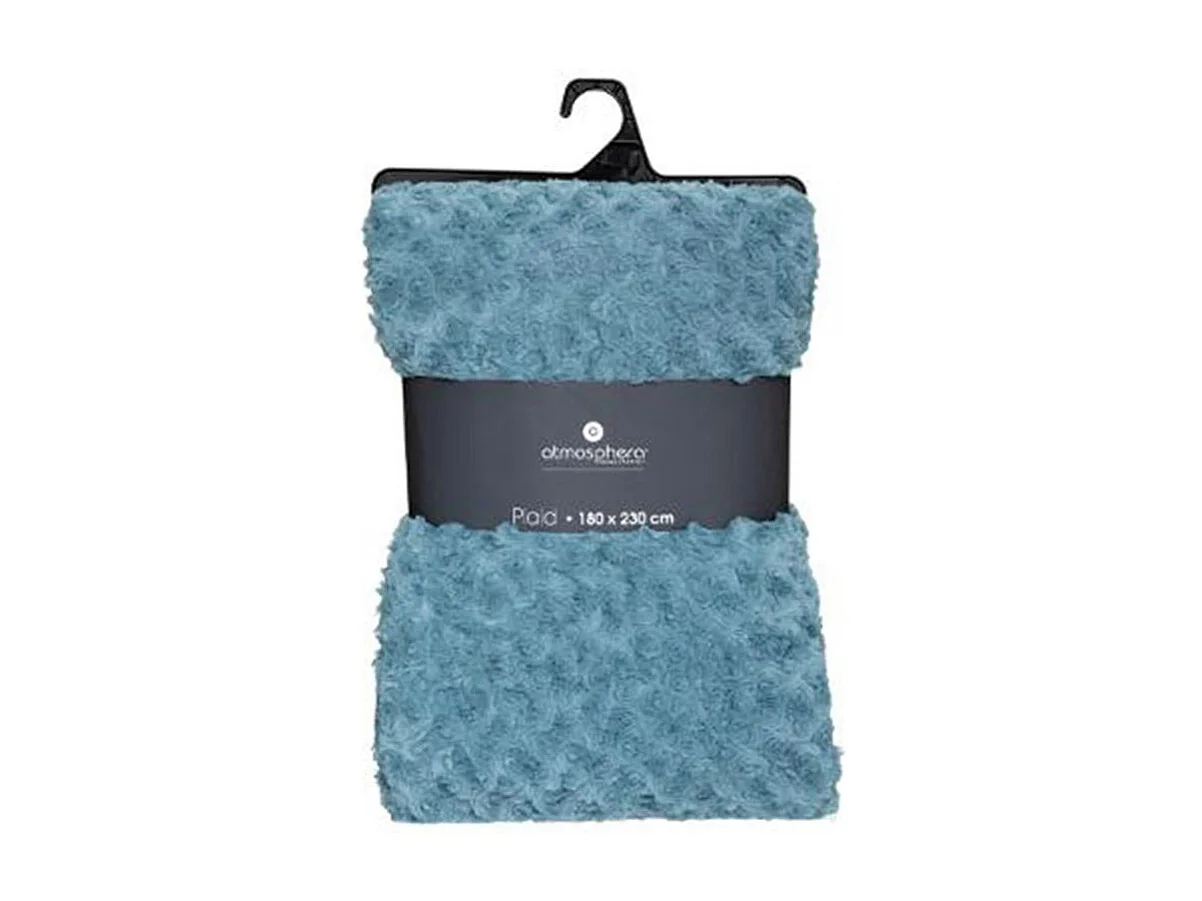 Manta de Pêlo Encaracolado Azul Tempestade 180x230 cm - Maciez Sintética em Poliéster