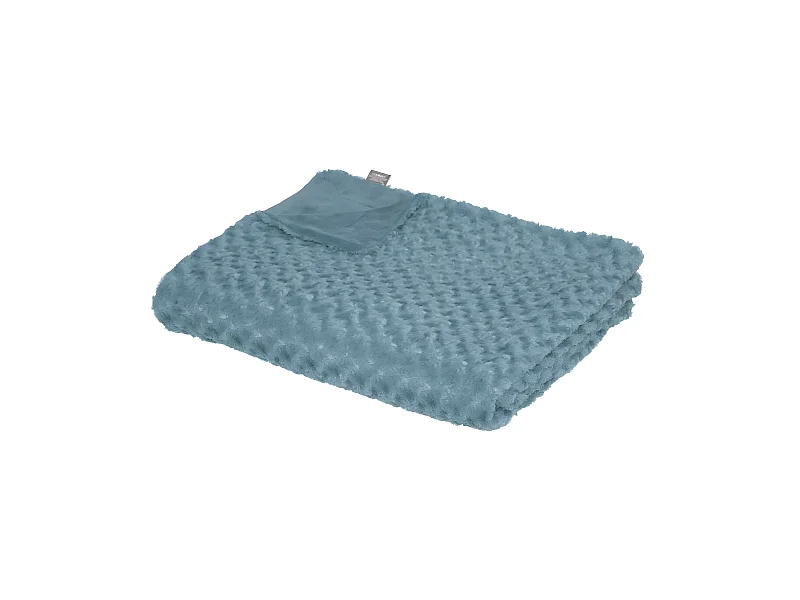 Wolldecke aus Lockigem Kunstfell in Gewitterblau 180x230 cm - Synthetische Weichheit aus Polyester