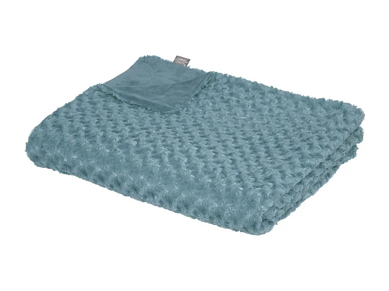 Koc z Kręconym Futrem Burzowy Niebieski 180x230 cm - Syntetyczna Miękkość z Poliestru