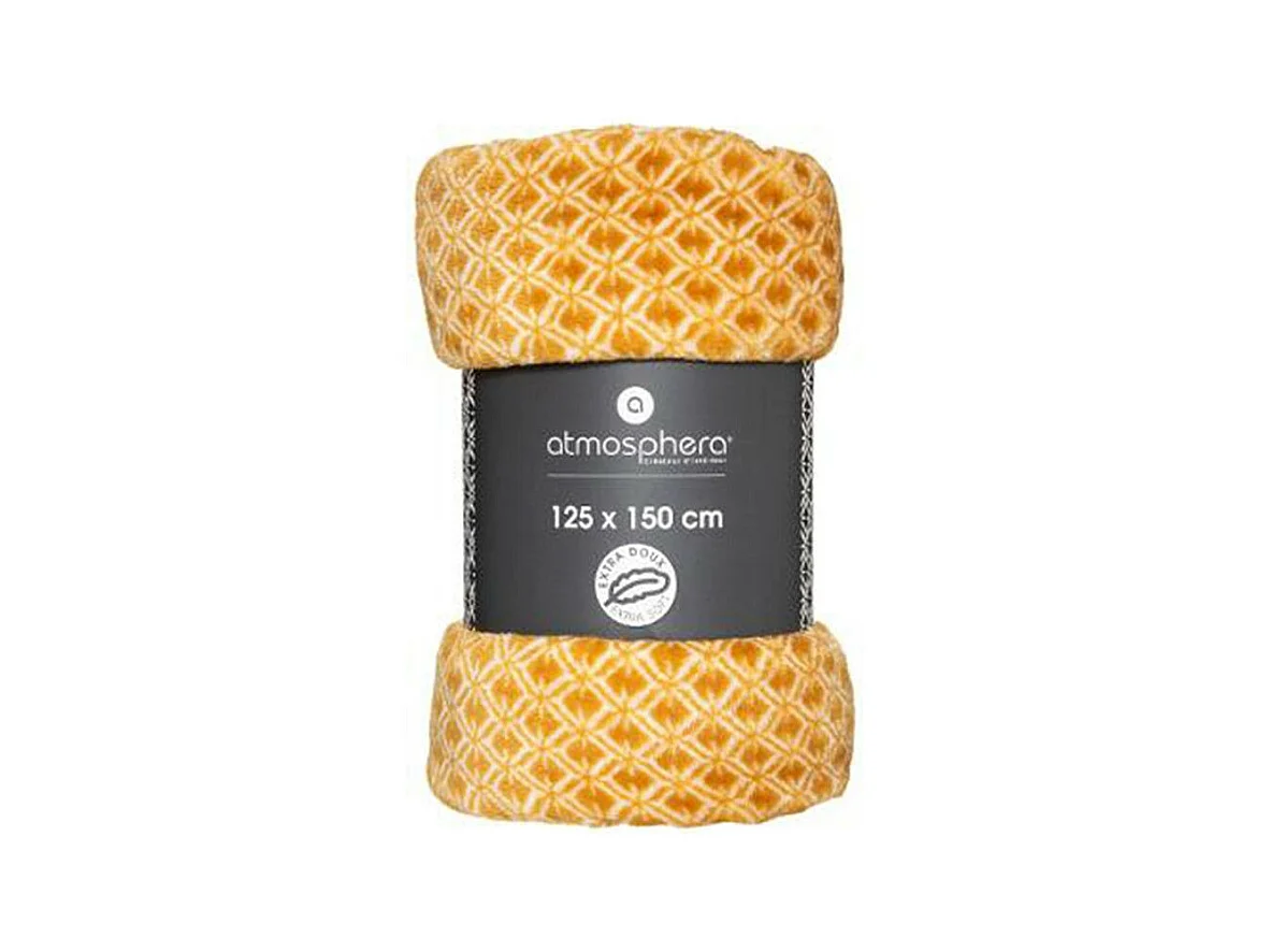 Plaid Flanelle Ocre Imprimé Otto 125 x 150 cm