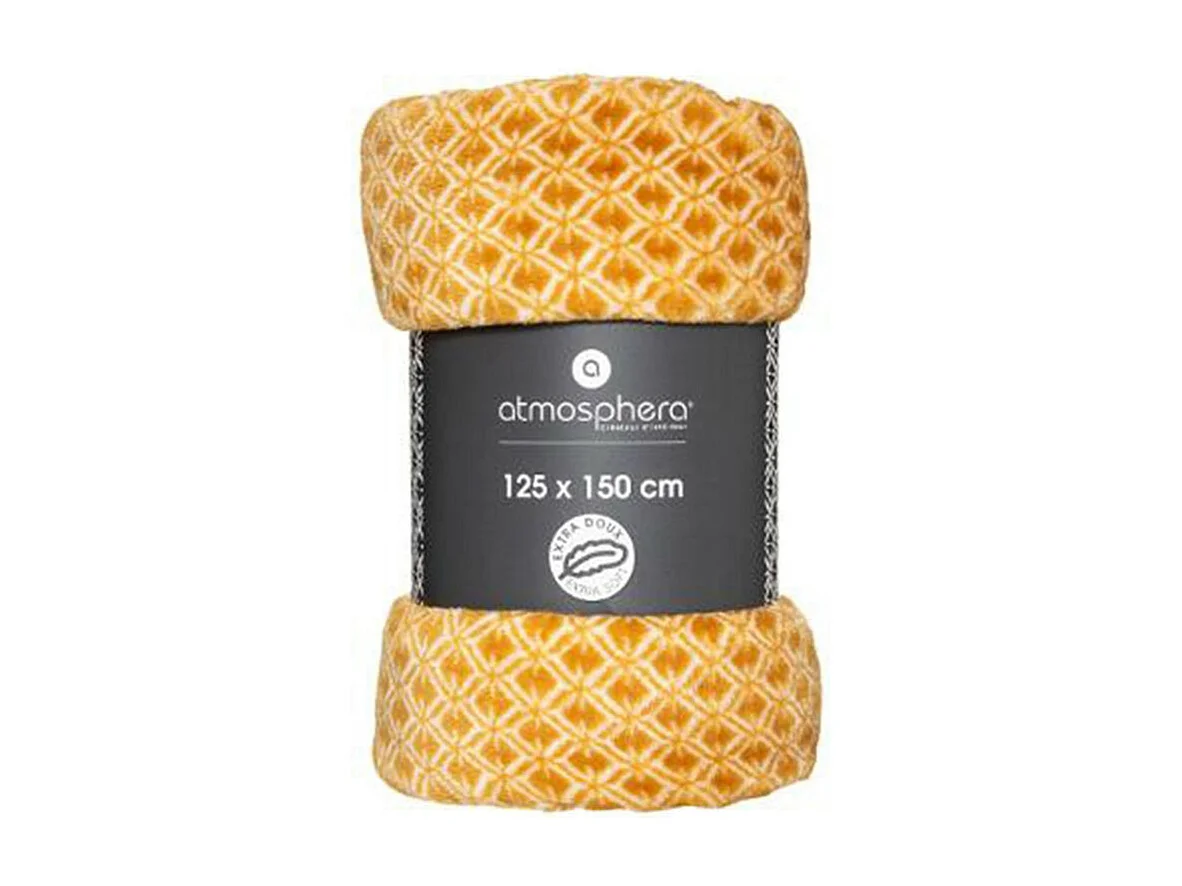 Plaid Flanelle Ocre Imprimé Otto 125 x 150 cm