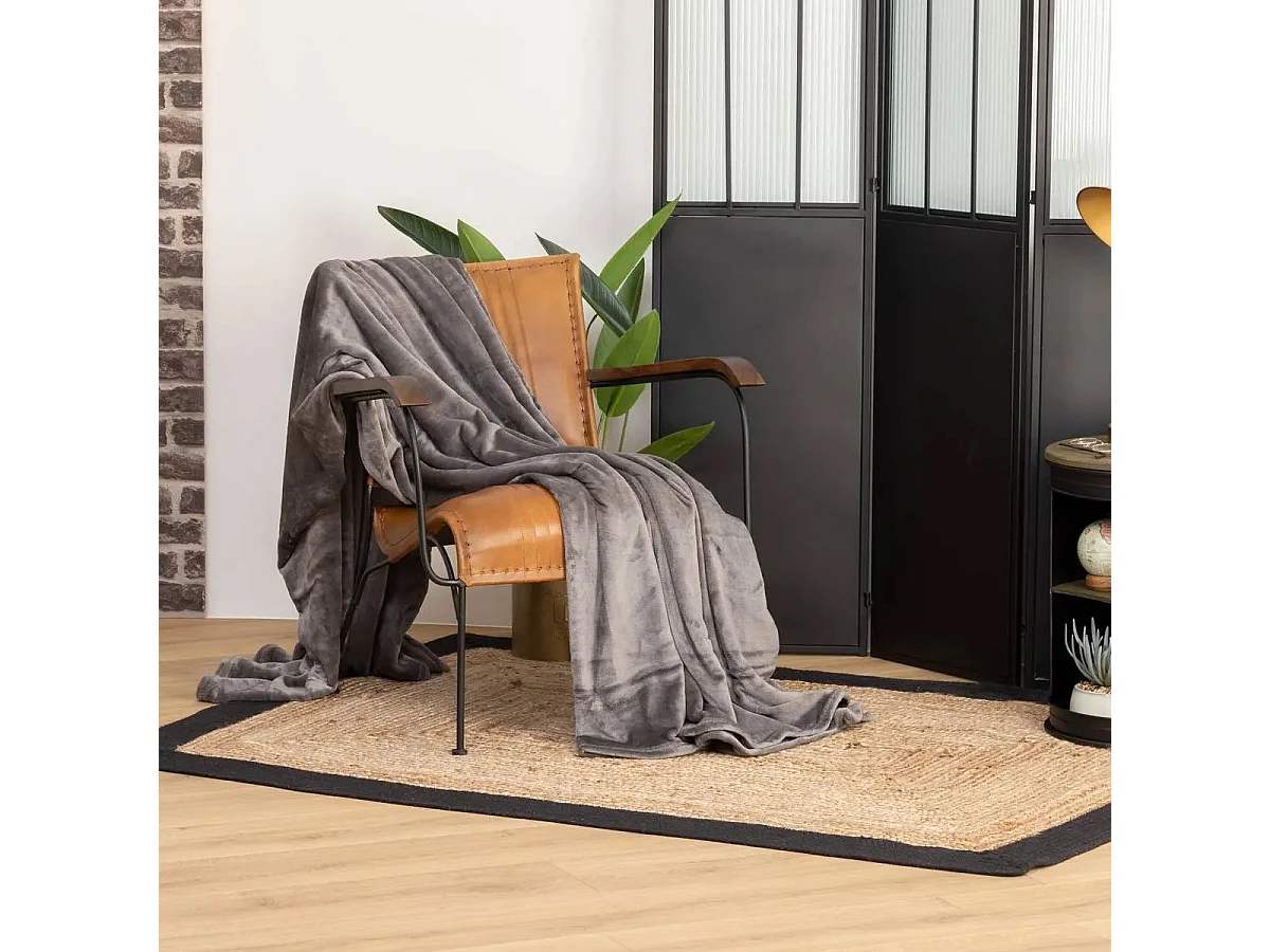 Plaid Doux Uni "Flanel" 180x230cm Gris Foncé