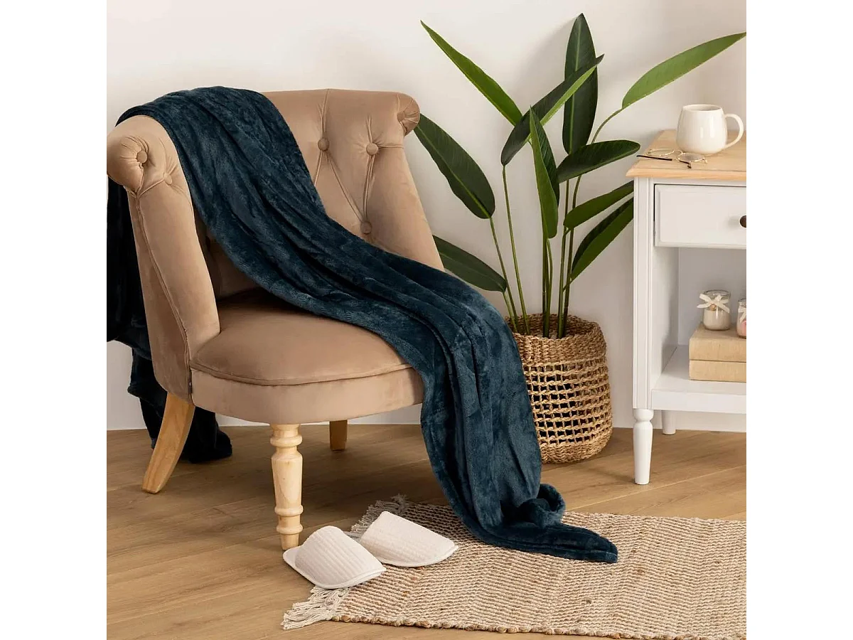 Plaid Flanelle Bleu égéen 130 x 180 cm