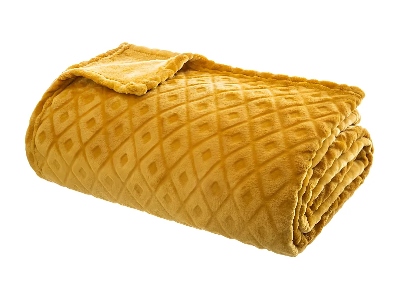 Plaid Ocre motif losange en relief 180 x 230 cm