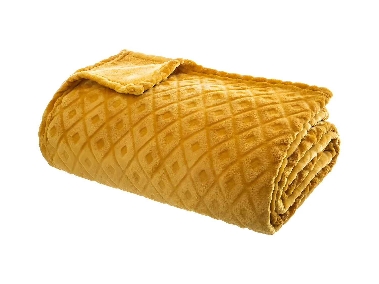 Plaid Ocre motif losange en relief 180 x 230 cm
