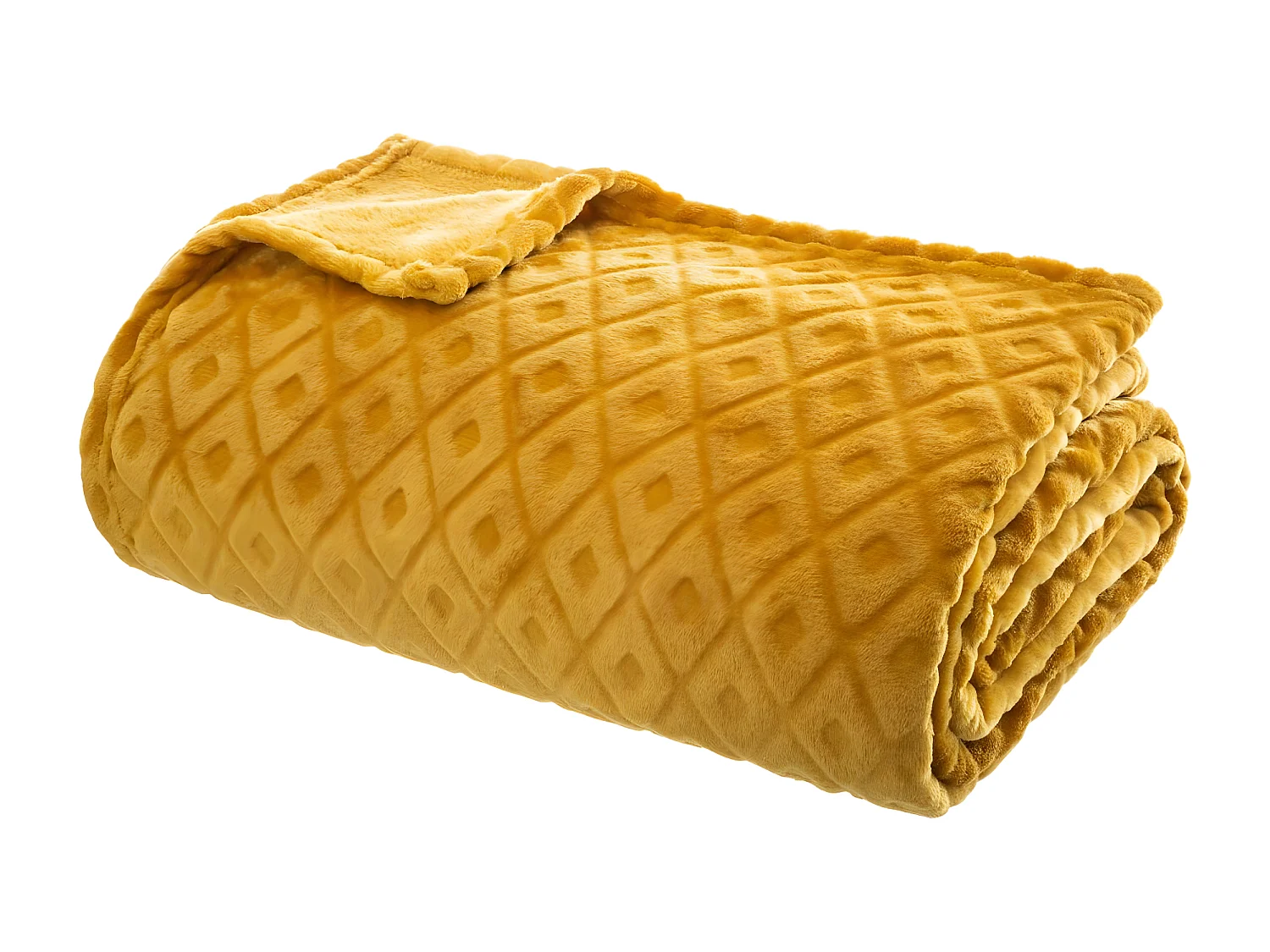 Plaid Ocre motif losange en relief 180 x 230 cm