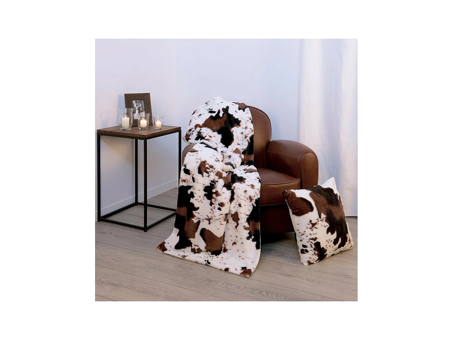 Plaid Microfibre imprimé Peau de vache 130 x 160 cm