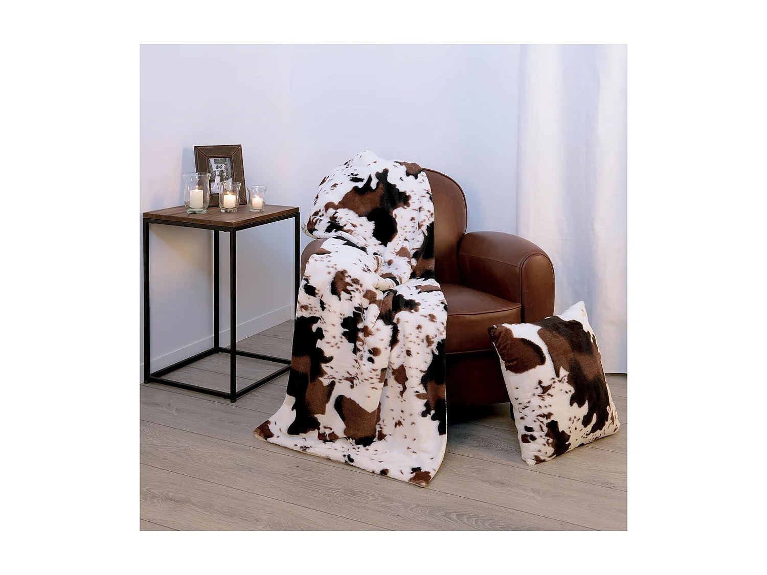 Plaid Microfibre imprimé Peau de vache 130 x 160 cm