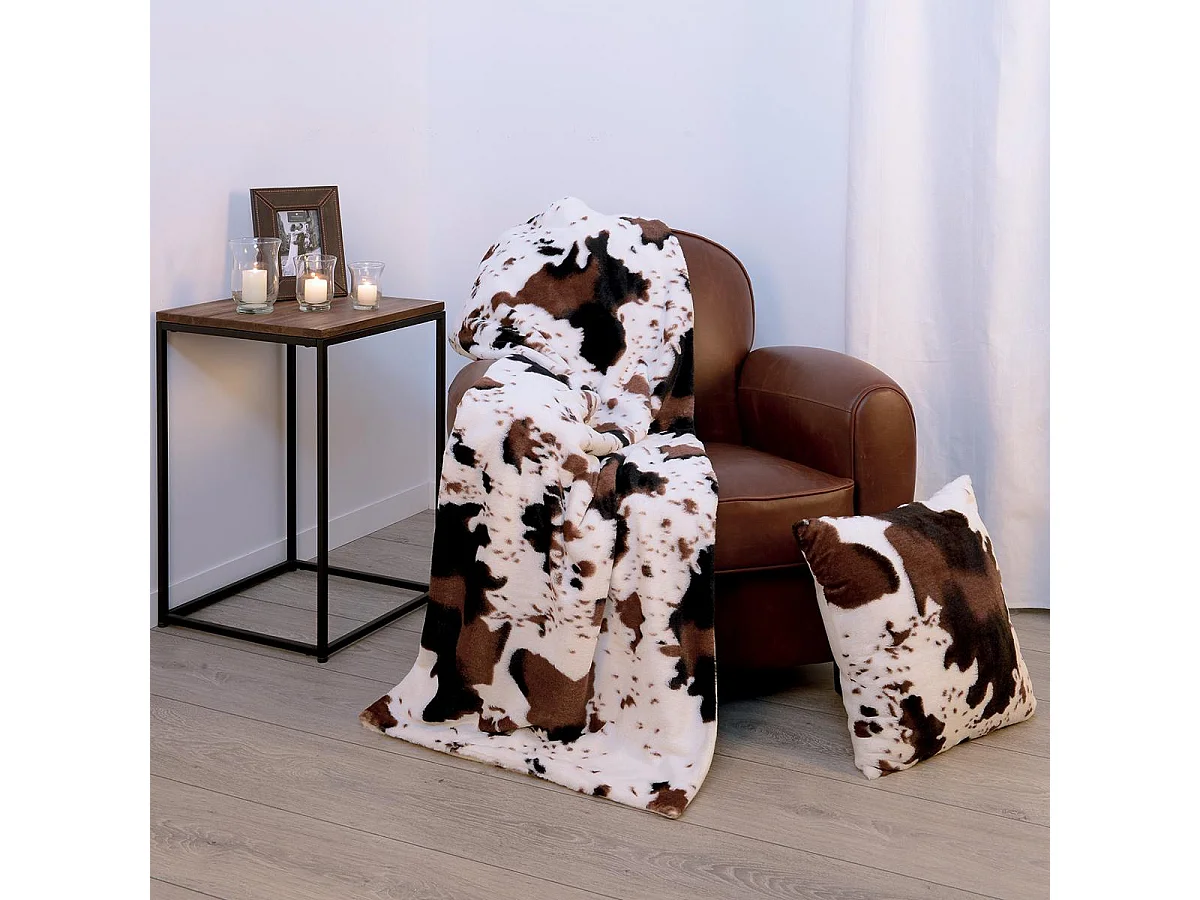Plaid Microfibre imprimé Peau de vache 130 x 160 cm