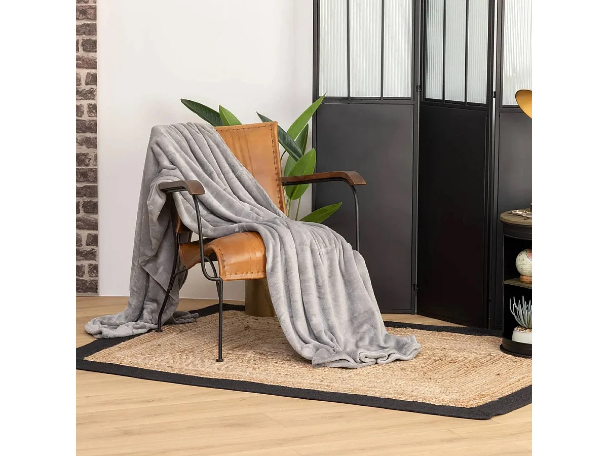 Plaid Doux Uni "Flanel" 180x230cm Gris
