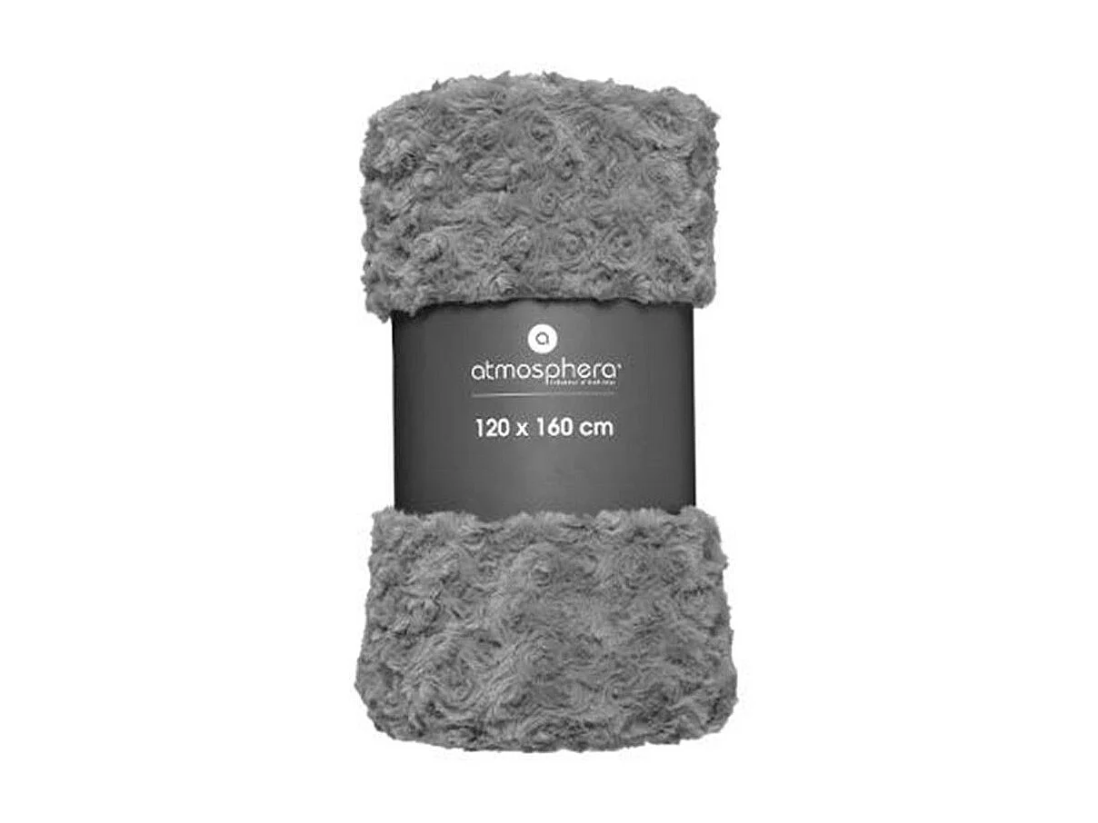 Plaid Gris Ardoise en Fourrure bouclée 120 x 160 cm