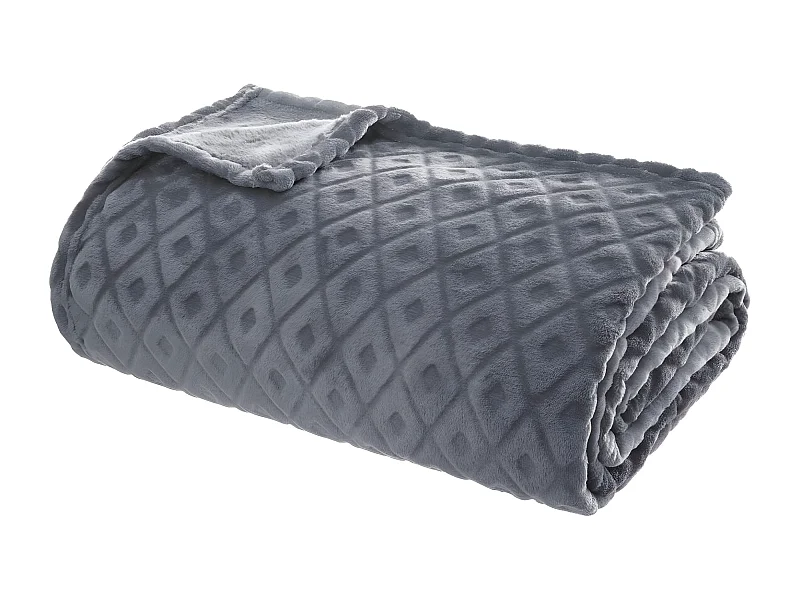 Plaid Gris motif losange en relief 180 x 230 cm
