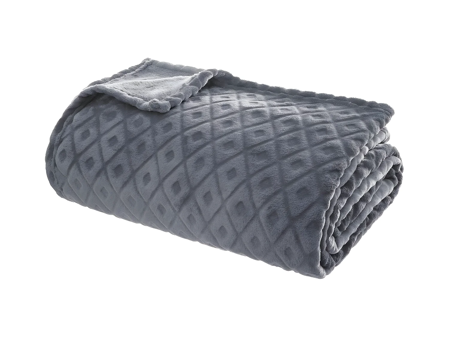 Plaid Gris motif losange en relief 180 x 230 cm