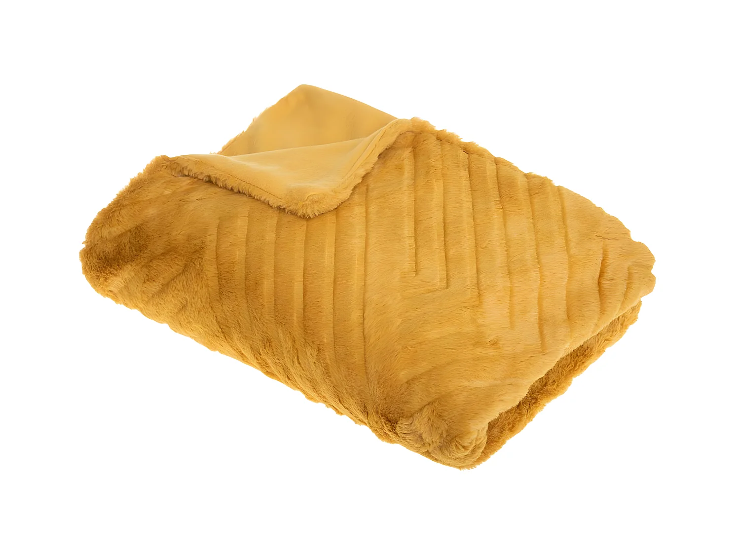 Plaid en Fourrure Ocre motif en relief 120 x 160 cm