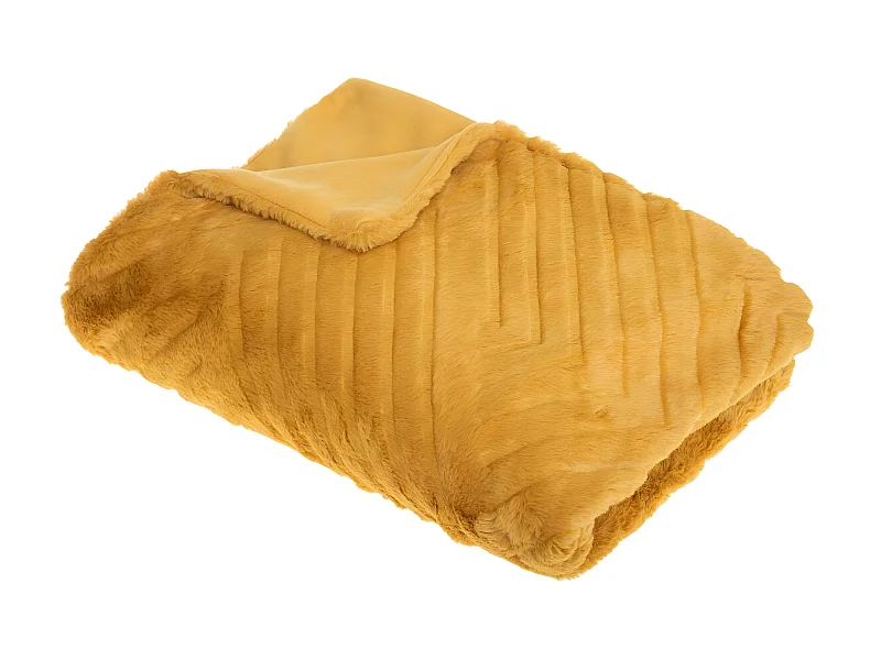 Plaid en Fourrure Ocre motif en relief 120 x 160 cm