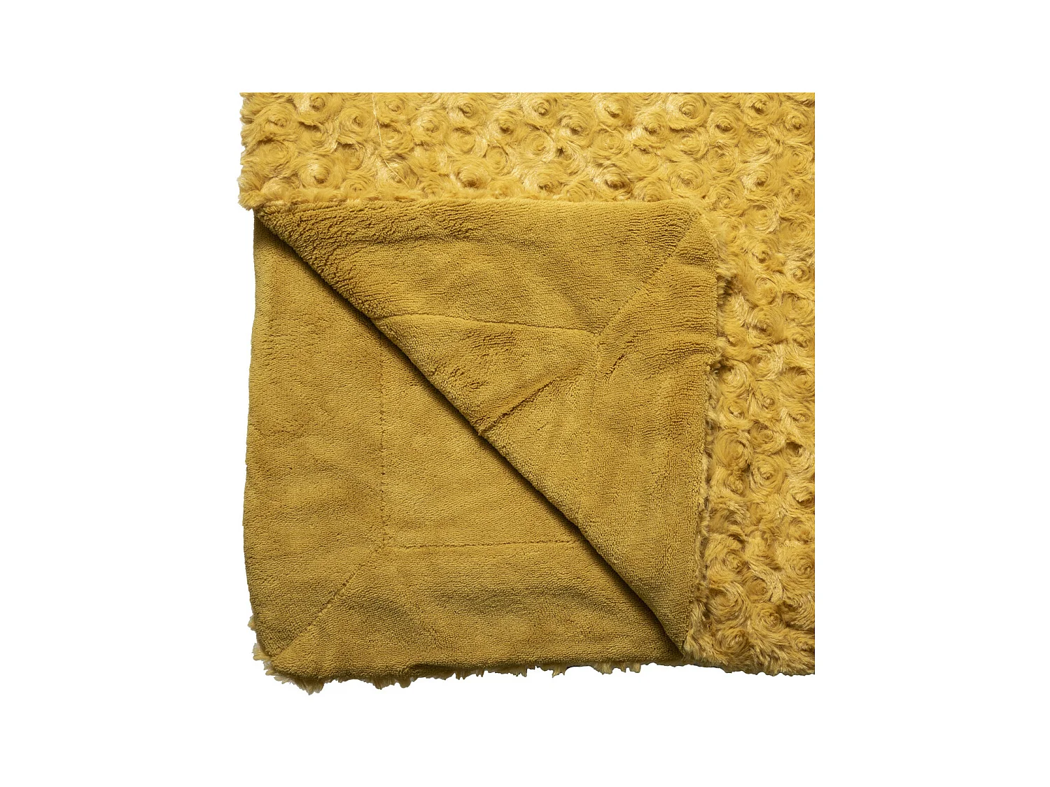Karierte Bouclé-Imitationspelzdecke Ocker 120 x 160 cm