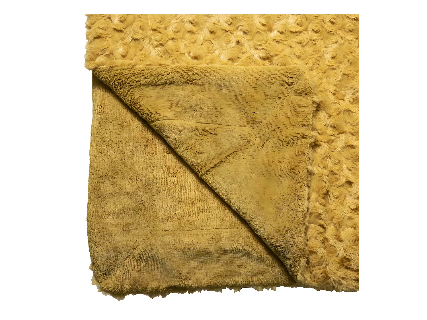 Karierte Bouclé-Imitationspelzdecke Ocker 120 x 160 cm