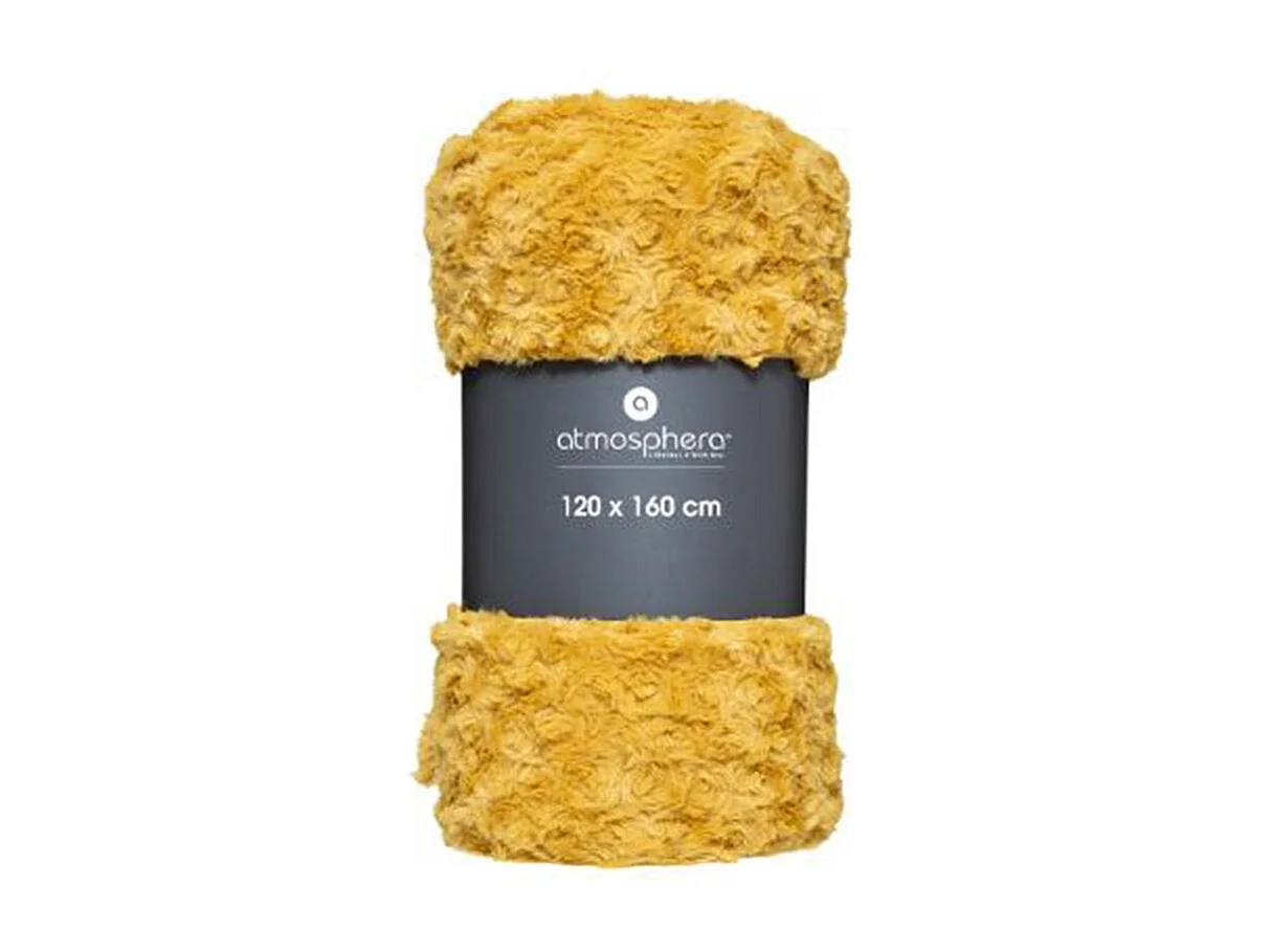 Plaid Ocre en Fourrure bouclée 120 x 160 cm