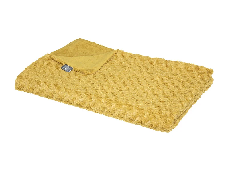 Plaid Ocre en Fourrure bouclée 120 x 160 cm