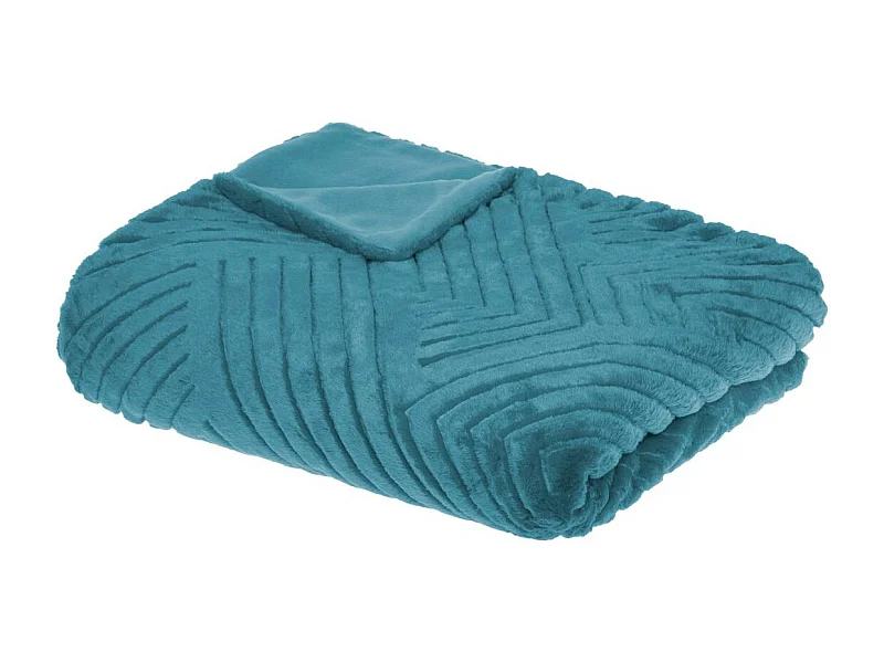 Plaid en Fourrure Bleu Canard motif en relief 180 x 230 cm