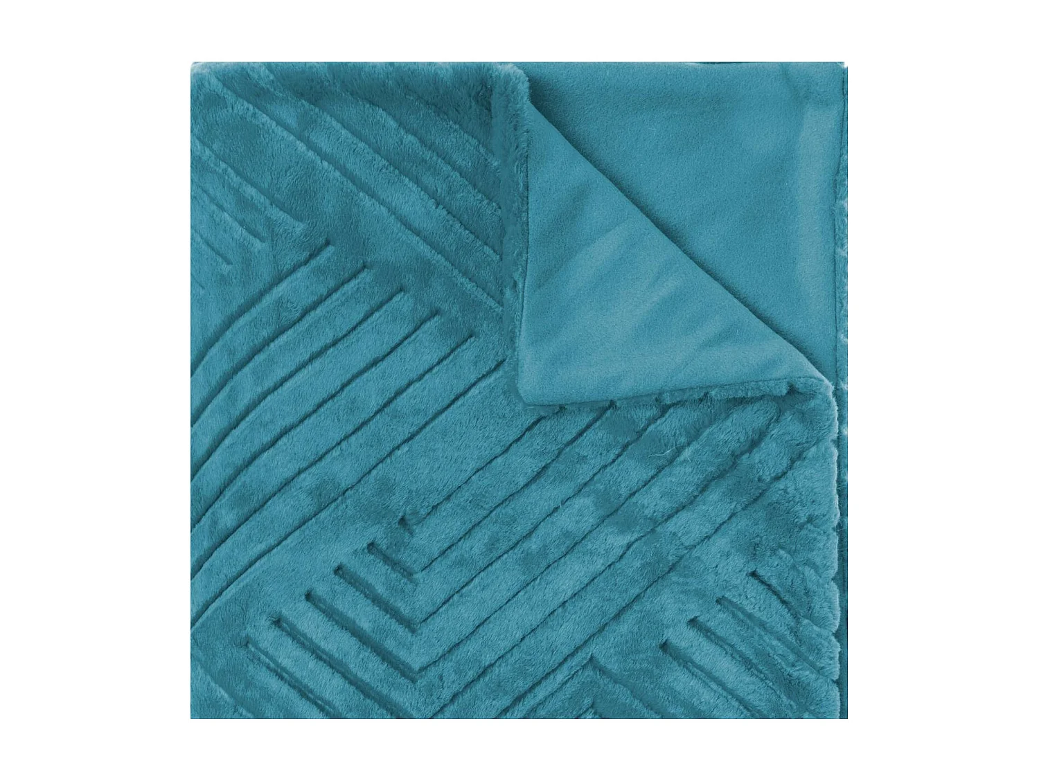 Plaid en Fourrure Bleu Canard motif en relief 180 x 230 cm