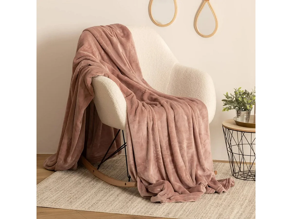 Plaid Doux Uni "Flanel" 180x230cm Rose
