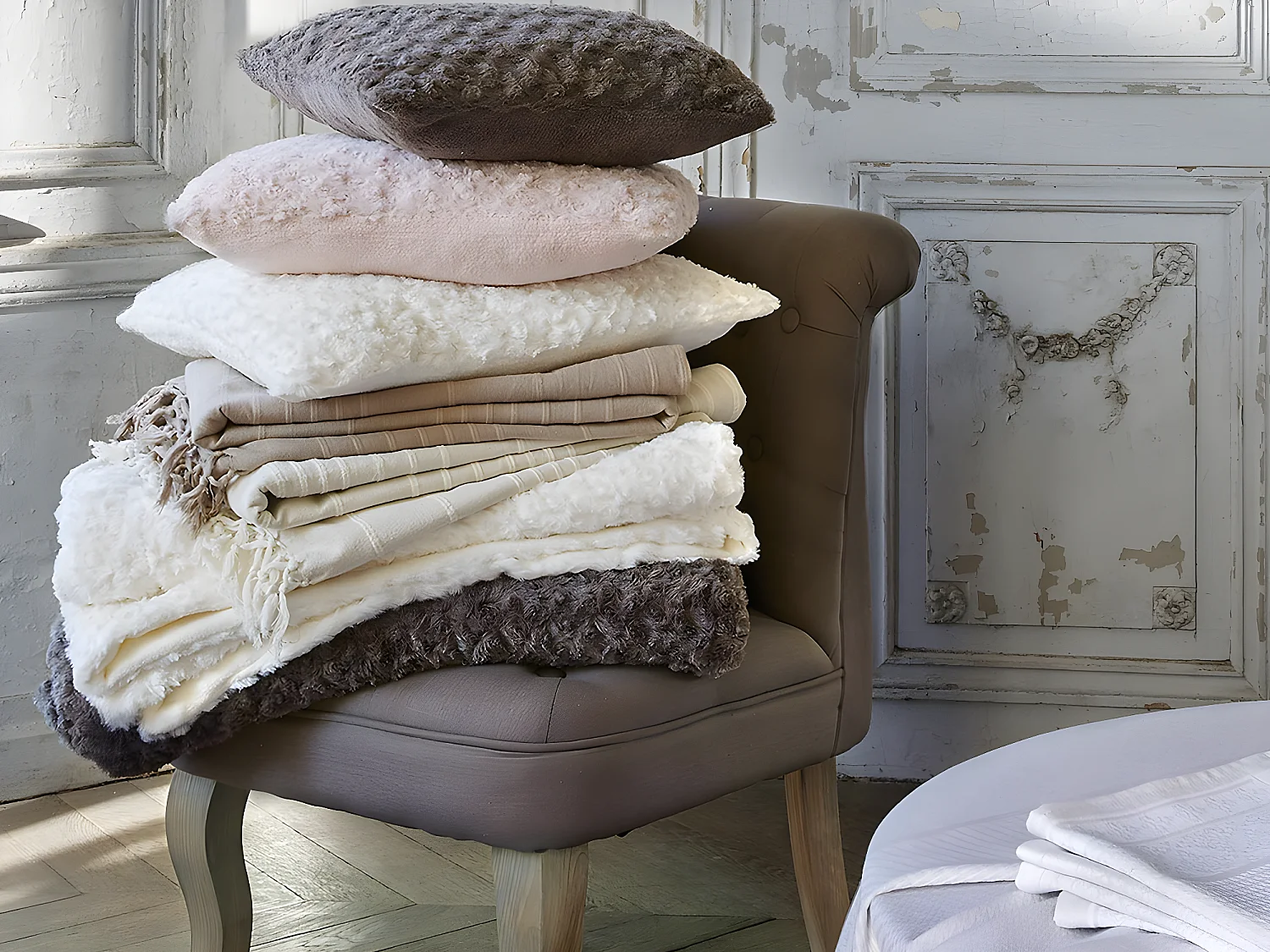 Plaid Imitation Fourrure "Bouclée" 180x230cm Écru