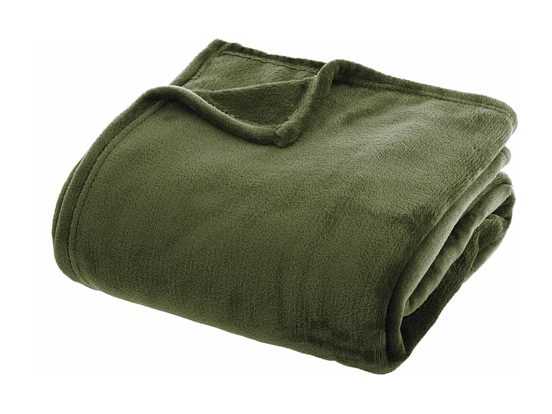 Plaid Flanelle Vert Kaki 130 x 180 cm