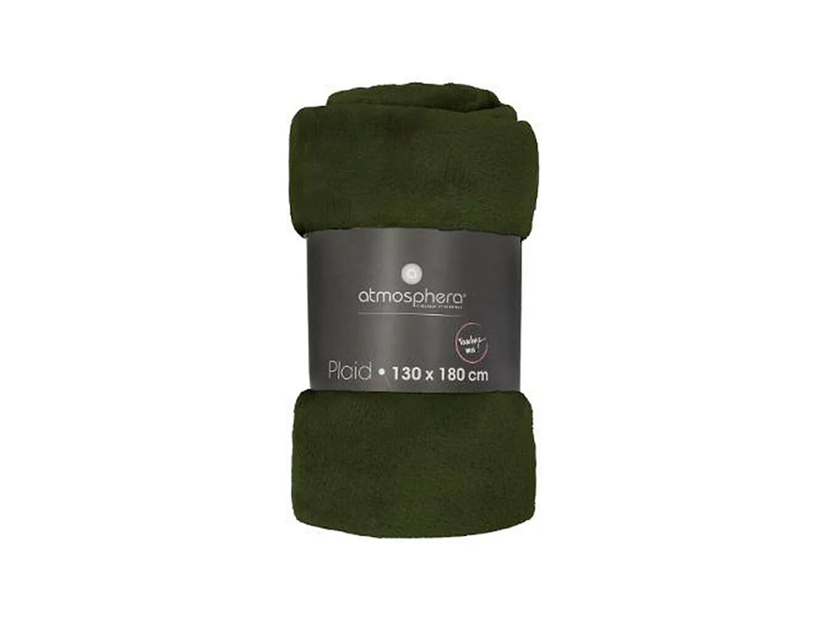 Plaid Flanelle Vert Kaki 130 x 180 cm