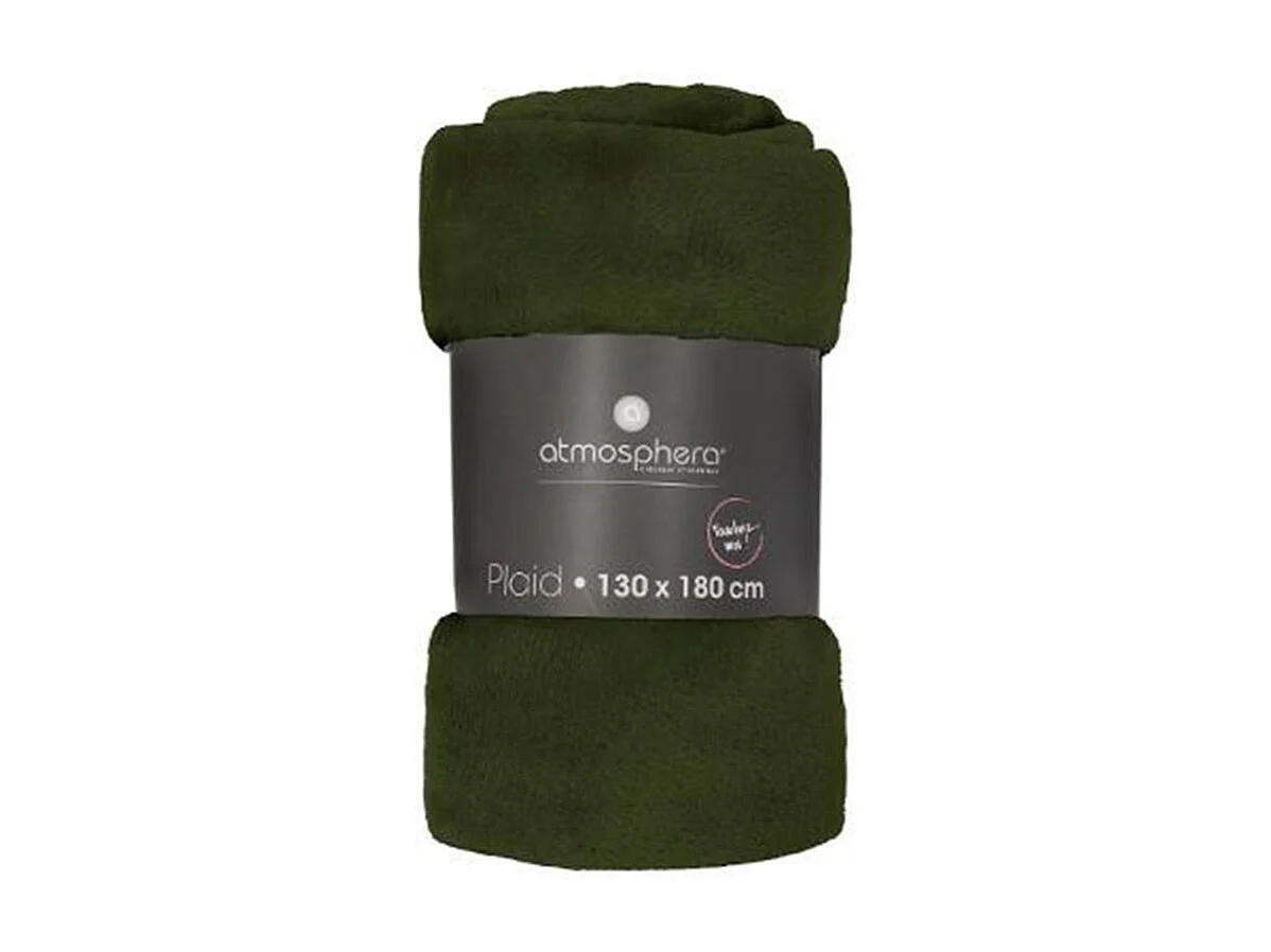 Plaid Flanelle Vert Kaki 130 x 180 cm