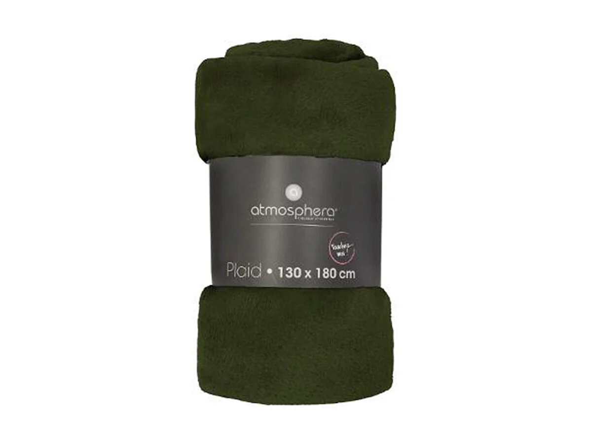 Plaid Flanelle Vert Kaki 130 x 180 cm