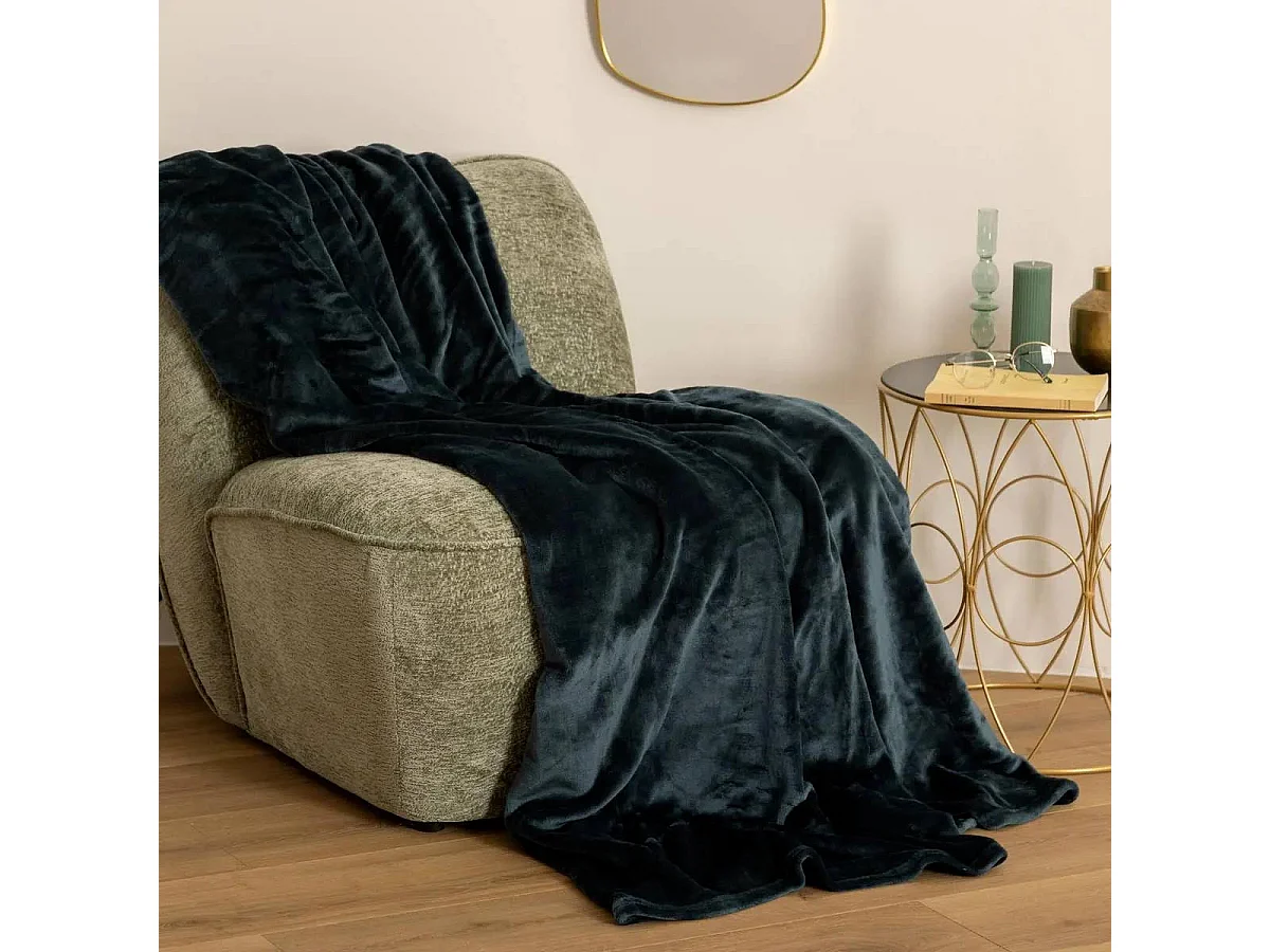 Plaid Flanelle Bleu égéen 180 x 230 cm