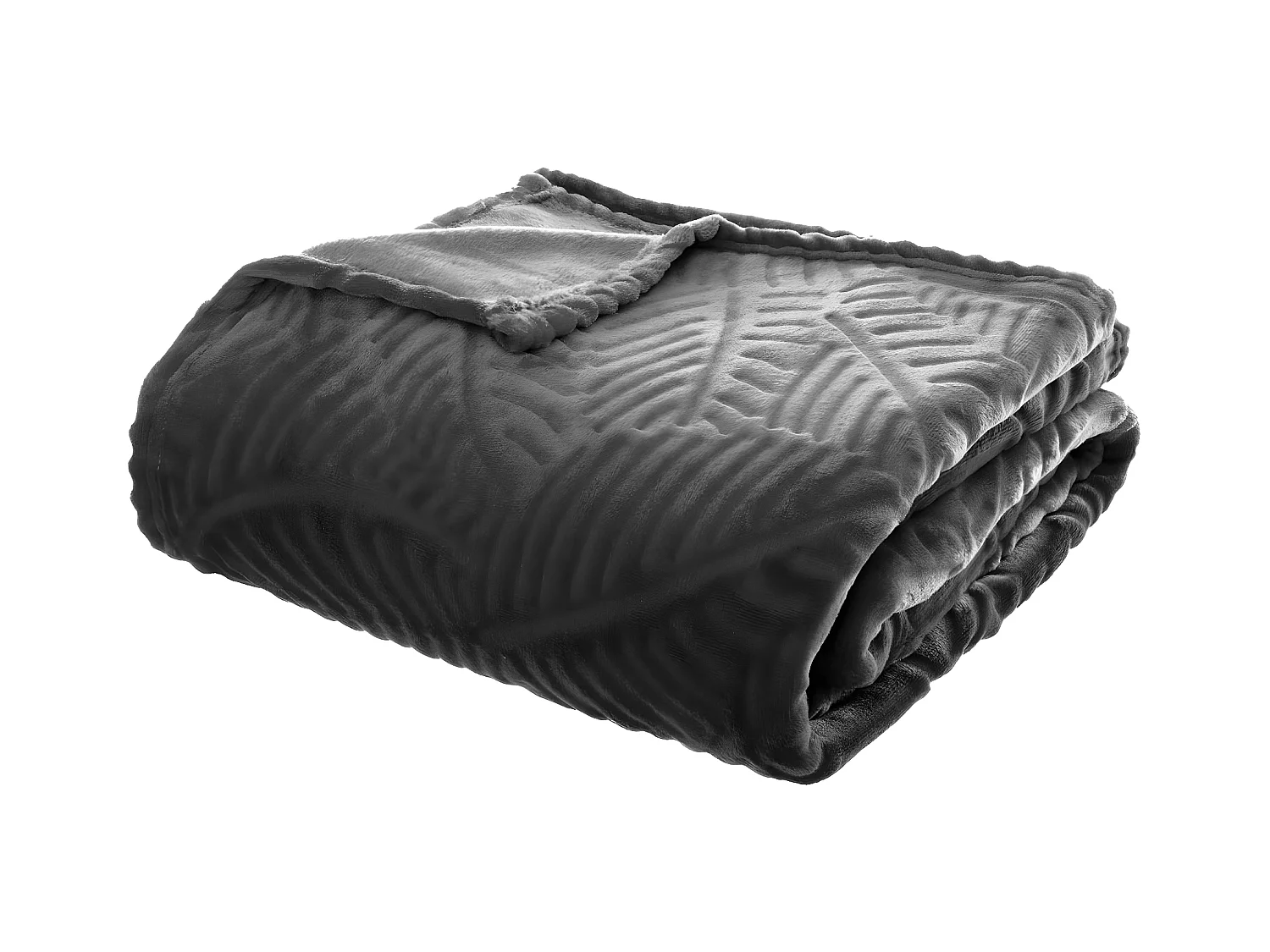 Plaid Gris motif Feuille en relief 220 x 240 cm