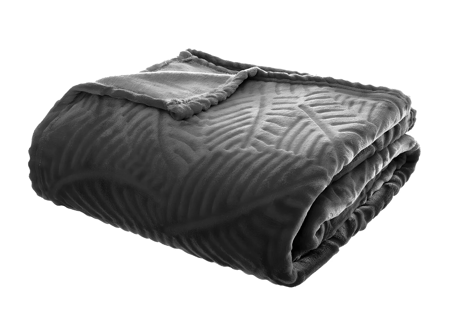 Plaid Gris motif Feuille en relief 220 x 240 cm