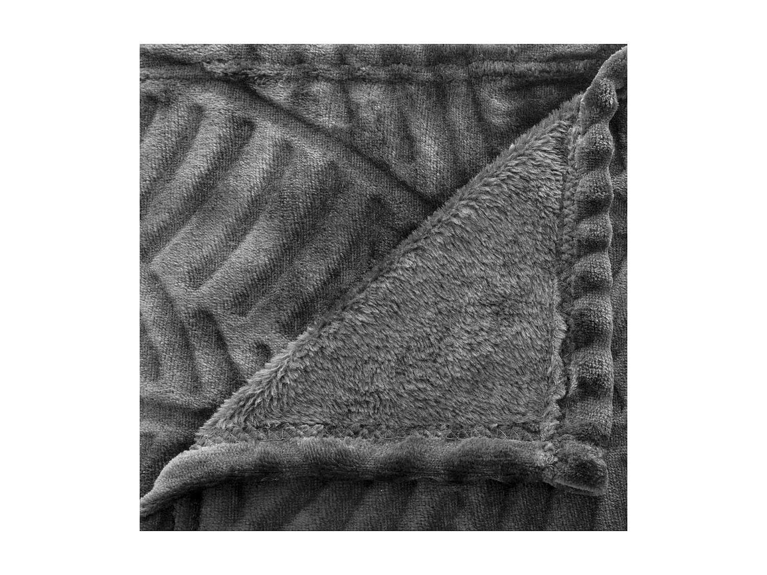 Plaid Gris motif Feuille en relief 220 x 240 cm