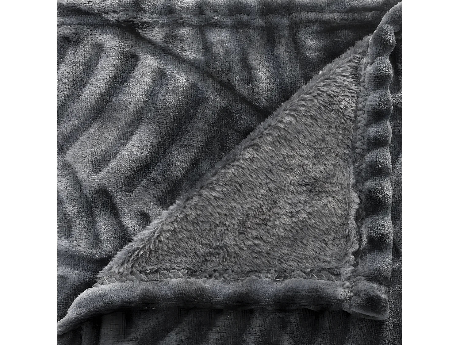 Plaid Gris motif Feuille en relief 220 x 240 cm
