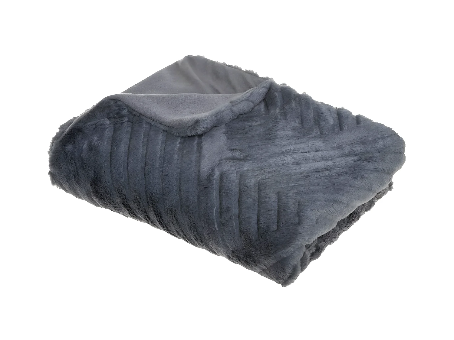 Plaid en Fourrure Gris Foncé motif en relief  120 x 160 cm