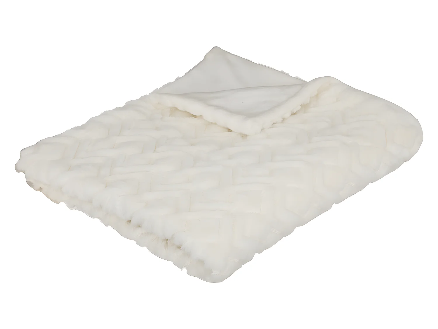 Plaid en Flanelle et Fourrure Blanche 120x160 cm