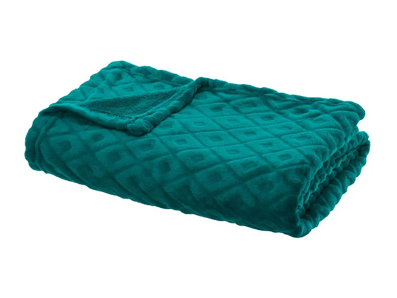 Plaid Bleu Canard motif Losange en relief  180 x 230 cm