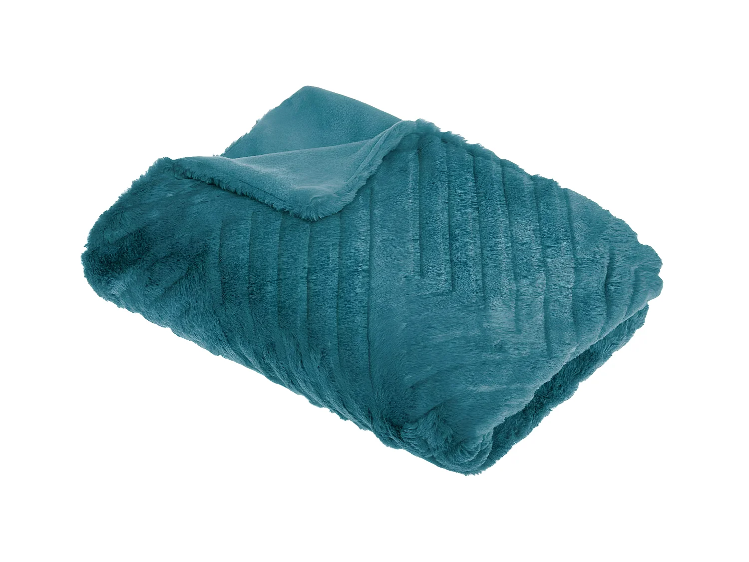 Plaid en Fourrure Bleu Canard motif en relief 120 x 160 cm