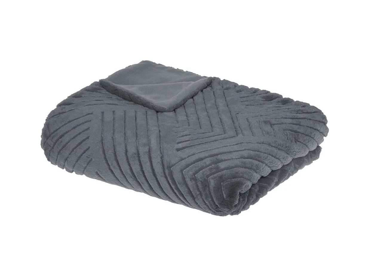 Plaid en Fourrure Gris Foncé motif en relief 180 x 230 cm