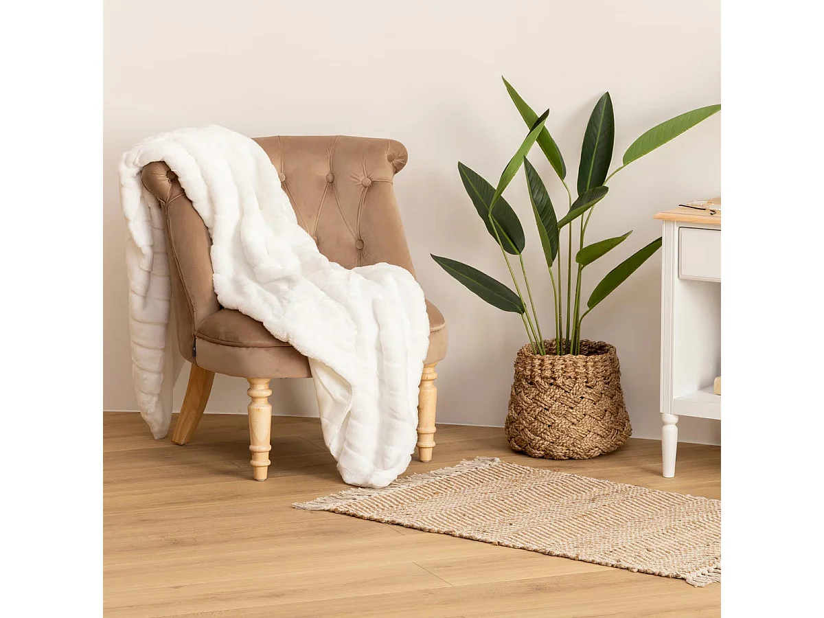 Plaid Fourrure manoir Blanc 120 x 160 cm